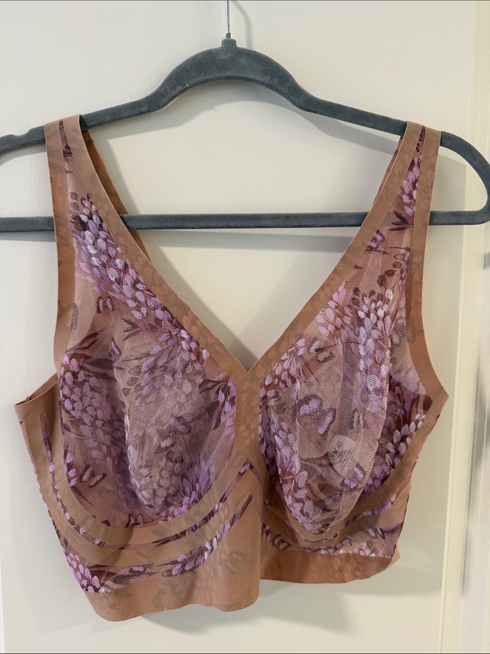 🆕 Floral Lace Support Bralette in lavender -Tan